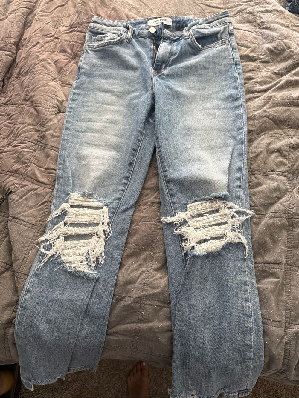 Lovervet by vervet Light Blue Distressed Straight-Leg Jeans